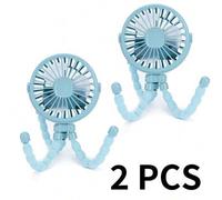 Shein 2 piezas Ventilador de cochecito de bebé con diseño de pulpo, ventilador portátil plegable recargable por USB silencioso con luz nocturna LED, ventila