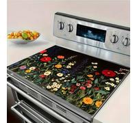 Shein 2 placas planas, 1 pieza de almohadilla protectora para estufa con estampado de flores, adecuada para estufas, cocinas de inducción y cocinas cerámica