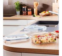 Shein 2 Recipiente Rectangular Hermético Vidri Set 2 Piezas 122cl Pure Box Active Bicolor Brillo set 2 recipientes herméticos rectangulares con válvula Apto