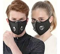 Shein 2 sets de mascarillas faciales reutilizables y ajustables con 2 filtros y 4 válvulas de respiración, adecuadas para ciclismo y correr al aire libre, a