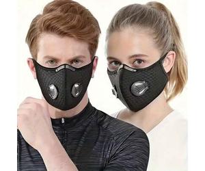 Shein 2 sets de mascarillas faciales reutilizables y ajustables con 2 filtros y 4 válvulas de respiración, adecuadas para ciclismo y correr al aire libre, a