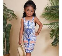 Shein 2 sets de vestidos de camisola de punto a juego con estampado floral ditsy, aptos para vacaciones, playa, viajes y otras ocasiones (se venden por sepa
