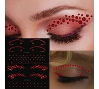 Shein 2 Uds Pegatina De Joyas De Cara Roja Autoadhesiva Pegatina De Gema Para La Cara, Pegatinas De Diamantes De Imitación De Delineador De Ojos Ostentosos