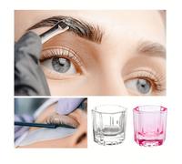 Shein 2 unidades de Paleta de levantamiento de pestañas, taza de vidrio reutilizable multifuncional para trabajo de extensión de pestañas