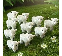 Shein 20/10/5 piezas Juego de Miniaturas de Ovejas de Resina - Figuritas de Ovejitas Lindas, Adecuadas para Decoración de Jardín en Miniatura, Colección, Re
