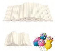 Shein 20/100/200/300 piezas Palitos de piruleta blancos DIY, palitos de papel desechables para pasteles, adecuados para pasteles, piruletas, caramelos duros