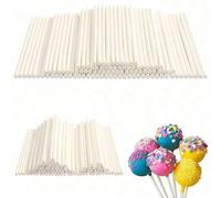 Shein 20/100/200/300 piezas Palitos de piruleta blancos DIY, palitos de papel desechables para pasteles, adecuados para pasteles, piruletas, caramelos duros
