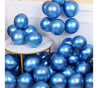 Shein 20/100 piezas Globos de látex metálicos azules de alta calidad de 12 pulgadas de grosor, globos decorativos de color vibrante adecuados para fiestas,