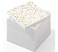 Shein 20/40/60/100 Piezas, Elegantes servilletas de papel blanco con lunares dorados de oro, de 6.5*6.5 pulgadas para bodas, graduaciones, fiestas y talla g