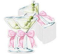 Shein 20/40/60 piezas Servilletas de papel con forma de copa de Martini y lazo rosa, adecuadas para bodas, fiestas, decoración de cumpleaños, servilletas pa