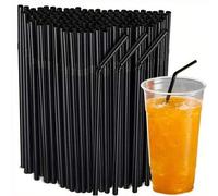 Shein 20/50/100/200/300/400 piezas Pajitas flexibles negras, agitadores de café, accesorios para bebidas aptos para batidos, granizados, té de burbujas, té
