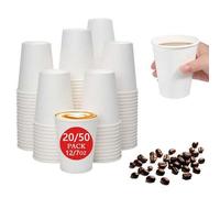 Shein 20/50 piezas Vasos de papel de 12/7 onzas, Vasos de papel para café caliente, Vasos de papel desechables para bebidas frías, Vasos de papel blancos de