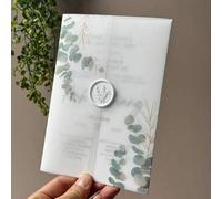 Shein 20 hojas de papel kraft verde eucalipto, adecuado para invitaciones de boda de 5x7 pulgadas, invitaciones DIY, sobres de papel kraft, cubiertas de inv