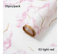 Shein 20 hojas/paquete de papel de embalaje para ramos de flores con patrón de mármol rojo resistente al agua y escarcha, con papel liso coreano y borde dor