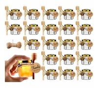 Shein 20 paquetes de mini tarros de miel de 1.5 oz/45 ml, tarros de cristal hexagonales con tapas doradas, colgantes de abeja dorada, arpillera decorativa,