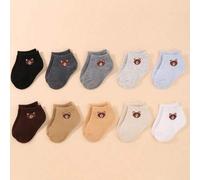 Shein 20 pares de calcetines de osito | 10 pares de calcetines náuticos para bebé con lindo diseño de oso | Calcetines de osito Teddy | Calcetines bajos par