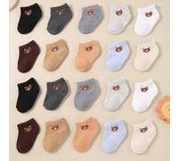 Shein 20 pares de calcetines de oso para bebé | 10 pares de calcetines náuticos para bebé en colores aleatorios | Calcetines lindos con patrones de oso | Ca