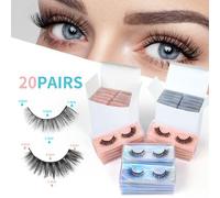 Shein 20 pares de pestañas postizas de estilo mixto, cruzadas naturales, delgadas y esponjosas para uso diario, pestañas Manga, artículos esenciales para vi
