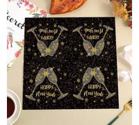 Shein 20 piezas/40 piezas/60 piezas/100 piezas, Servilletas de Año Nuevo Feliz 2026, 33 x 33 cm - Diseño con estrellas brillantes doradas y copa de vino, se