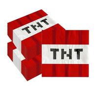 Shein 20 piezas/40 piezas/60 piezas/Set, Servilletas de estilo de píxeles rojos, Suministros para fiesta de cumpleaños con tema de píxeles y videojuegos, Se