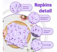 Shein 20 piezas/40 piezas/60 piezas, Suministros para fiestas de K-pop, Servilletas de 2 capas con diseño de rayos morados estilo K-pop, Decoraciones de cum