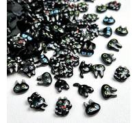 Shein 20 piezas Accesorios de arte de uñas con dibujos animados de ABS de colores aleatorios, lindos gatitos y gatos negros, suministros de uñas DIY