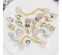 Shein 20 piezas Accesorios para zapatos con corazón de ángel, estrella de rhinestone y brillo dorado/dorado blanco, en colores lindos y variados, adecuados
