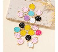 Shein 20 piezas Colgante de aleación asimétrica con cara sonriente de colores múltiples de moda para hacer pendientes, pulseras, collares y joyería DIY