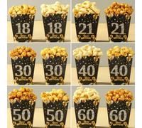 Shein 20 piezas de Caja de Comida con Estilo Diamante Negro y Dorado para Cumpleaños 18, 21, 30, 40, 50, 60, 70, Decoración para Fiesta de Mayoría de Edad d