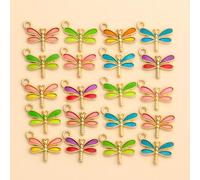 Shein 20 piezas de colores aleatorios colgante en forma de libélula, animal en forma de libélula para brazalete/collar, dijes para hacer manualidades