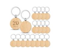 Shein 20 piezas de llaveros de madera sin terminar, llaveros de madera a granel, aptos para grabado láser y manualidades navideñas DIY, se pueden usar como
