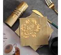 Shein 20 piezas de servilletas de papel doradas con estampado - Elegantes servilletas de papel higiénico románticas con rosas para fiestas de San Valentín,