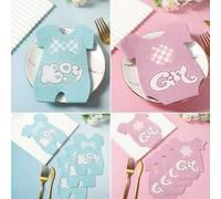 Shein 20 piezas de servilletas de revelación de vestido azul y rosa, adecuadas para baby shower, decoración de mesa para fiesta de revelación de género, se