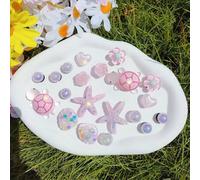Shein 20 piezas Decoraciones DIY de tortuga y estrella de mar rosadas, desmontables para sandalias, pantuflas, zapatos de jardín, zapatos de playa