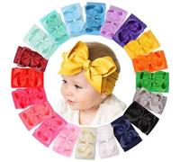 Shein 20 piezas Diademas de nailon para bebé con moño, accesorios para el cabello elásticos con moño de cinta para recién nacidos, bebés y niños, colores al