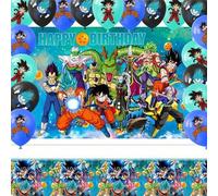 Shein 20 PIEZAS Globos con licencia oficial de Toei Animation con temática de Dragon Ball, set de globos impresos con Kakarot, Vegeta, manteles de fondo, su