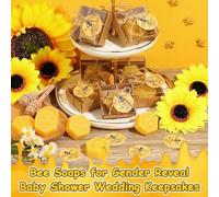 Shein 20 piezas Juego de regalo con tema de abeja para baby shower, incluye jabón con forma de panal y abeja hecho a mano, caja de regalo, tarjeta de agrade