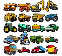 Shein 20 piezas Nueva serie de vehículos de ingeniería, Colgadores de zapatos de PVC - Decoraciones de zapatos coloridas, para excavadoras, bulldozers, cami