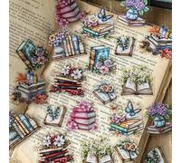 Shein 20 piezas/paquete Pegatinas con tema floral, pegatinas decorativas vintage y creativas, materiales de manualidades para decoración DIY, scrapbooking y