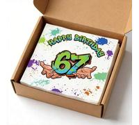 Shein 20 piezas Servilletas con estilo de graffiti con el número 67, servilletas de papel desechables con graffiti coloridos para fiestas de cumpleaños, ser