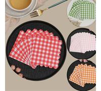 Shein 20 piezas Servilletas de encaje a cuadros de unicolor para cumpleaños, fiestas de bebés, duchás, 250 artículos decorativos desechables de tres capas p