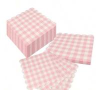 Shein 20 piezas/Set, 40 piezas/Set, 60 piezas/Set Servilletas de fiesta con volantes a cuadros pastel suaves y talla grande gruesas, servilletas de papel su