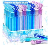 Shein 20 PIEZAS Varitas de burbujas con copos de nieve y burbujas con estrellas - Colores claros y brillantes, plástico duradero, regalos para fiestas infan