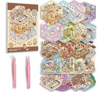 Shein 20 sets DIY Libro de colección de escenas 3D para niños y adultos. Pegatinas lindas para hacer tu propia tienda, casa, terapia de pegatinas para adult