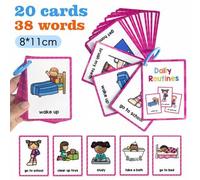 Shein 20 tarjetas con 38 palabras de vocabulario en inglés sobre rutinas diarias, juego de tarjetas didácticas para bebés y niños, juguetes educativos tempr
