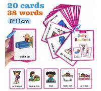 Shein 20 tarjetas con 38 palabras en inglés sobre las rutinas diarias para que los niños aprendan. Juego de tarjetas didácticas para niños de jardín de infa