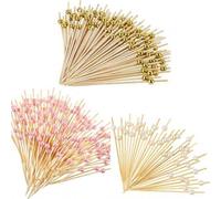 Shein 200/100/50/10 piezas Pinchos de bambú con perlas, apropiados para barbacoas al aire libre/fiestas de cócteles, útiles escolares