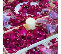 Shein 200/500/1000/2000/8000 piezas Pétalos de rosa secos naturales, pétalos de rosa rojos secos reales para baño de pies, baño corporal, spa, boda, confeti
