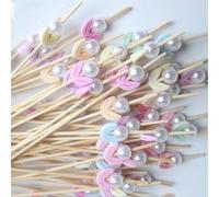 Shein 200 piezas/100 piezas/50 piezas/20 piezas/10 piezas Brochetas de fruta con perlas blancas y flores coloridas, perfectas para postres de fiesta, pan, p