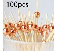 Shein 200 piezas/100 piezas Pinchos de bambú desechables de 12cm, adecuados para KTV, bar, postre y pincho de fruta tipo snack, pincho para barbacoa